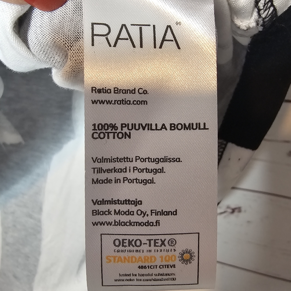 Ratia Black & White Nuoska Pattern Short Sleeve Tricot Top - Picture 5 of 8